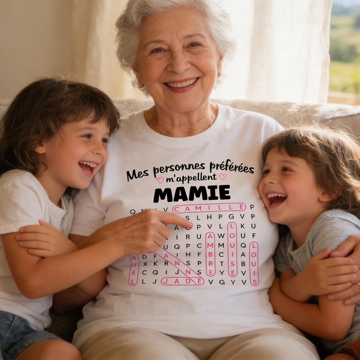 T-shirt Personnalisé Mots Fléchés - Mes personnes préférées m'appellent Mamie - Cadeau pour Grand-Mère - Image 7