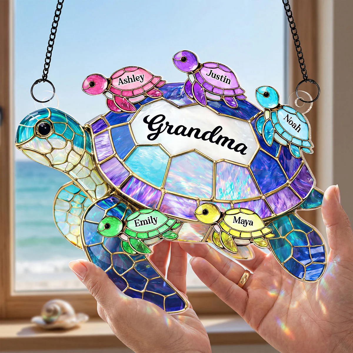 Turtle Mom Grandma - Personalized Suncatcher - Heartfelt Mother's Day Gift for Mom, Grandma, Wife - Image 5