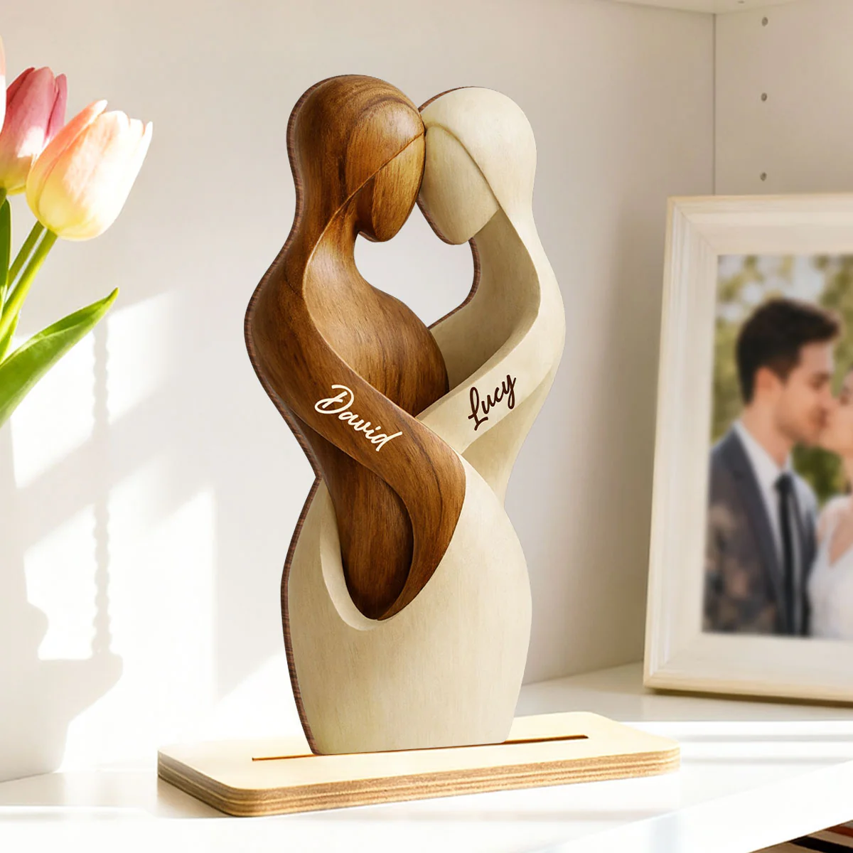 Two Become One - Personalized 2-Layered Wooden Plaque - Anniversary, Valentine's Day Gift, Gift For Him, Gift For Her - Image 2
