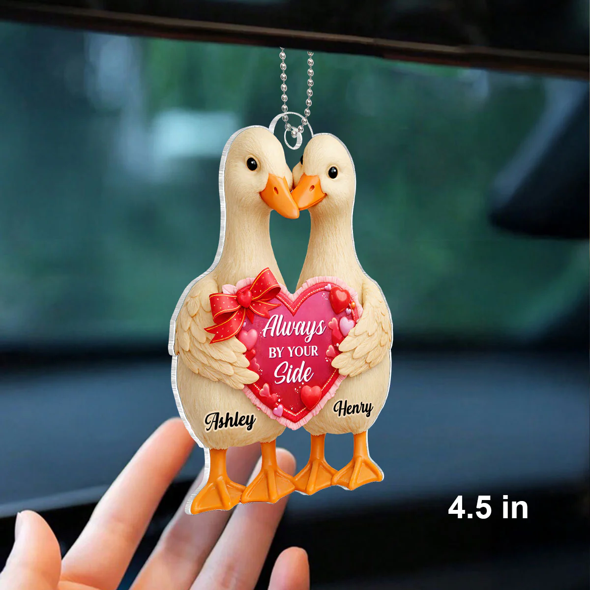 Two Hearts One Love - Personalized Car Hanger - Valentine's Gift For Him, For Her, For Couple - Image 2