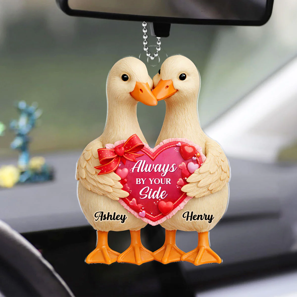 Two Hearts One Love - Personalized Car Hanger - Valentine's Gift For Him, For Her, For Couple - Image 5