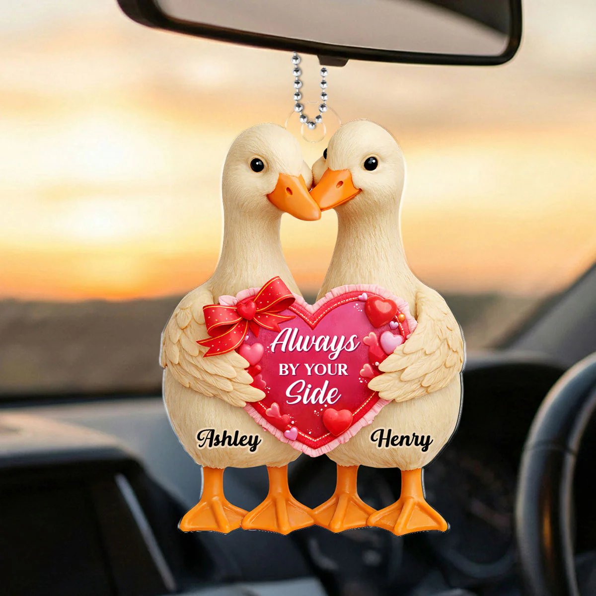 Two Hearts One Love - Personalized Car Hanger - Valentine's Gift For Him, For Her, For Couple - Image 6