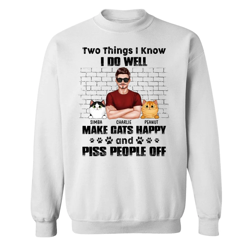 Two Things I Do Well Cat Dad Personalized Shirt - Image 17