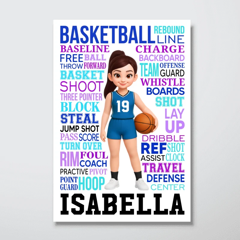 Typography Art Basketball Boy Girl - Personalized Poster - Gift For Basketball Lovers - Image 12