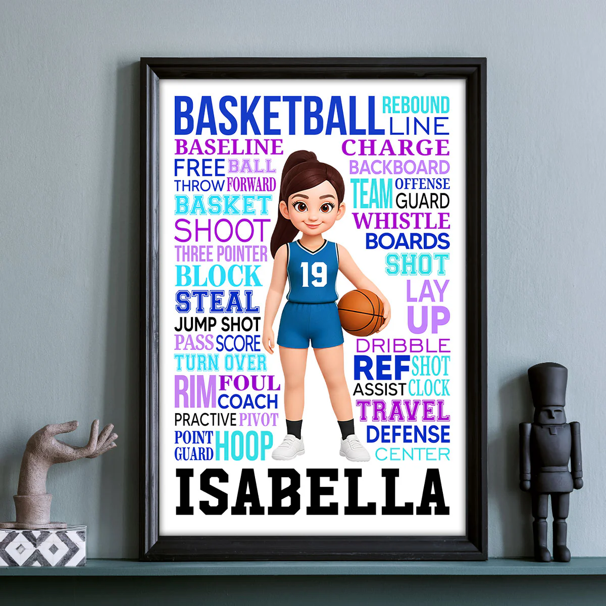 Typography Art Basketball Boy Girl - Personalized Poster - Gift For Basketball Lovers - Image 2