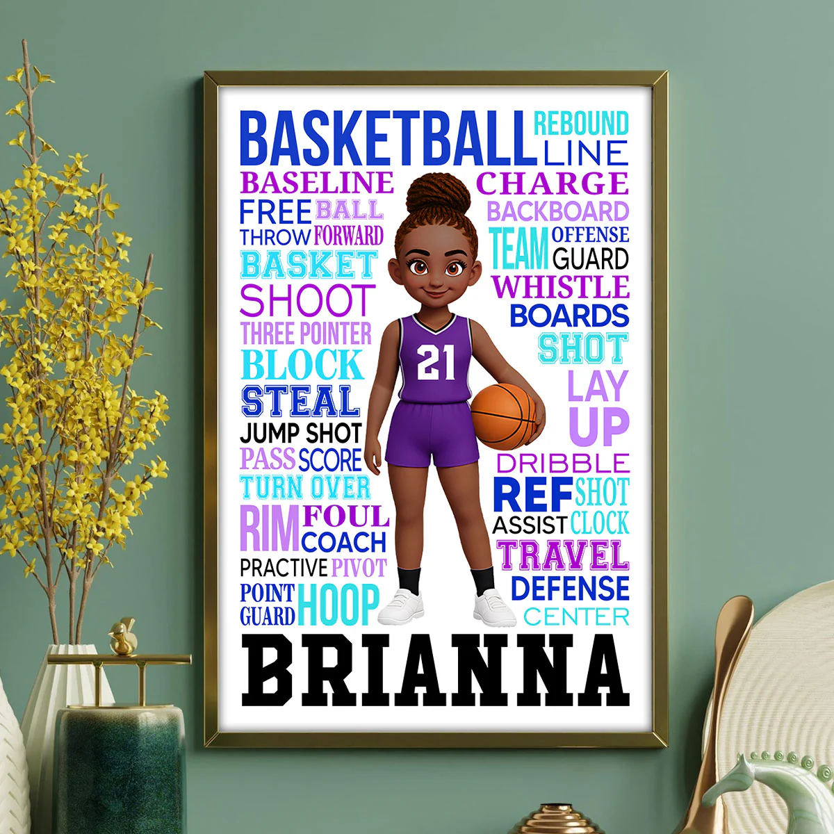 Typography Art Basketball Boy Girl - Personalized Poster - Gift For Basketball Lovers - Image 3