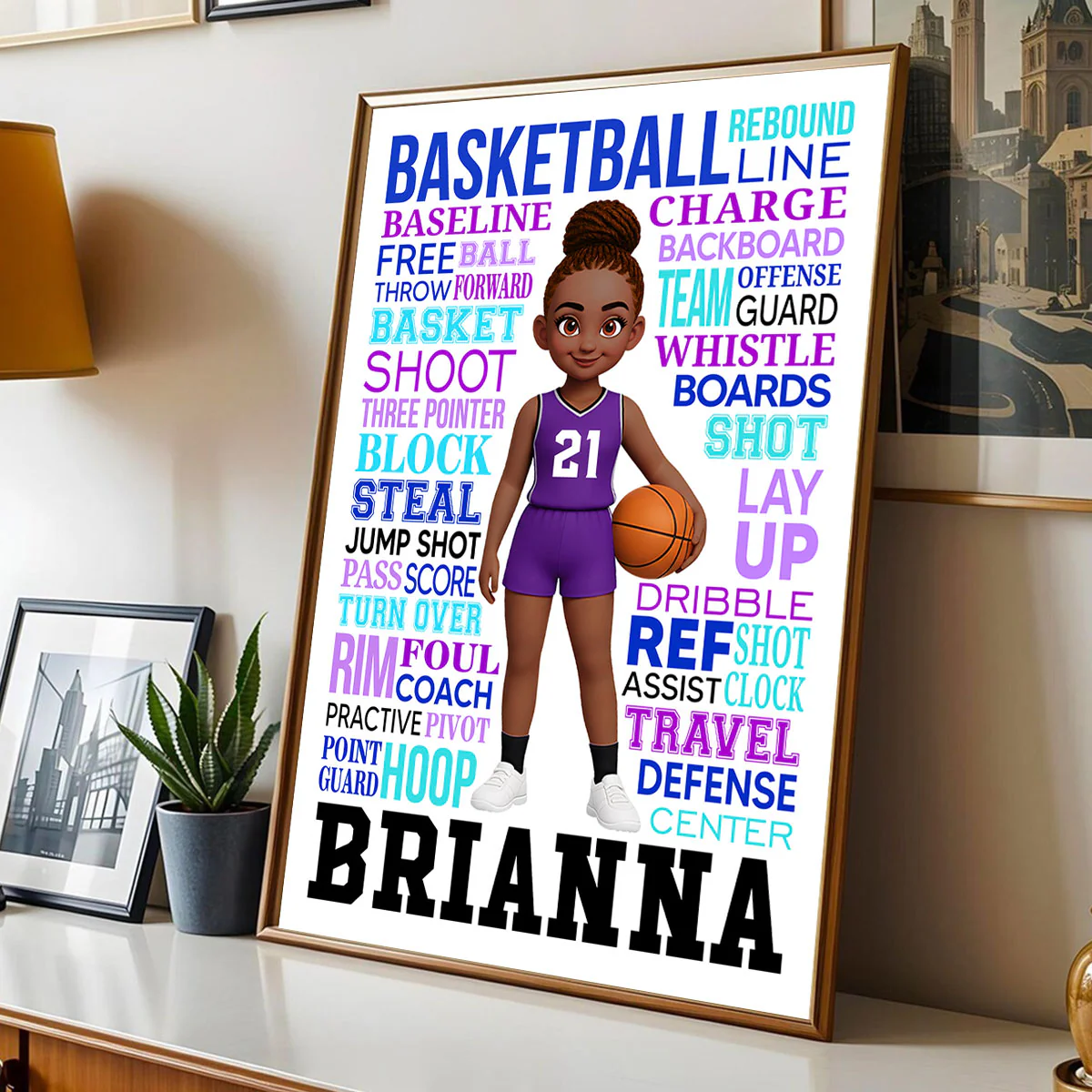 Typography Art Basketball Boy Girl - Personalized Poster - Gift For Basketball Lovers - Image 4