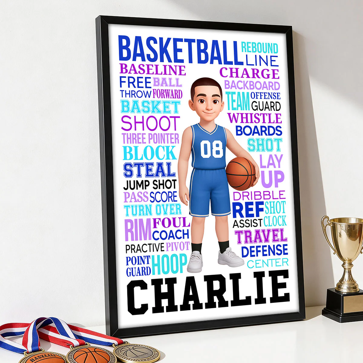 Typography Art Basketball Boy Girl - Personalized Poster - Gift For Basketball Lovers - Image 7