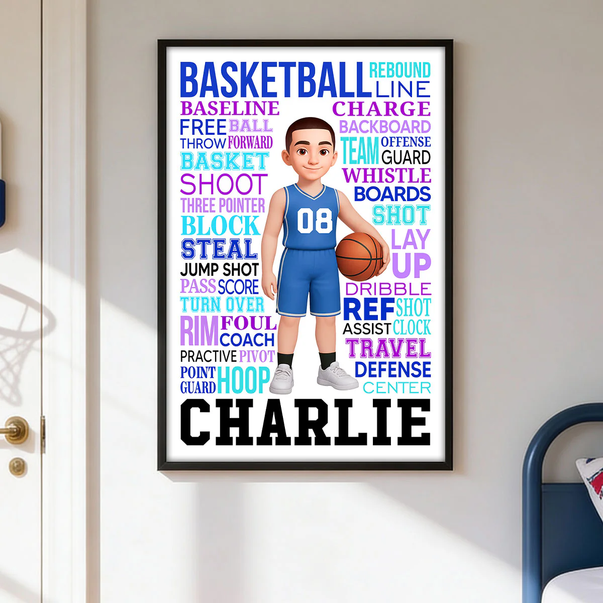 Typography Art Basketball Boy Girl - Personalized Poster - Gift For Basketball Lovers - Image 8