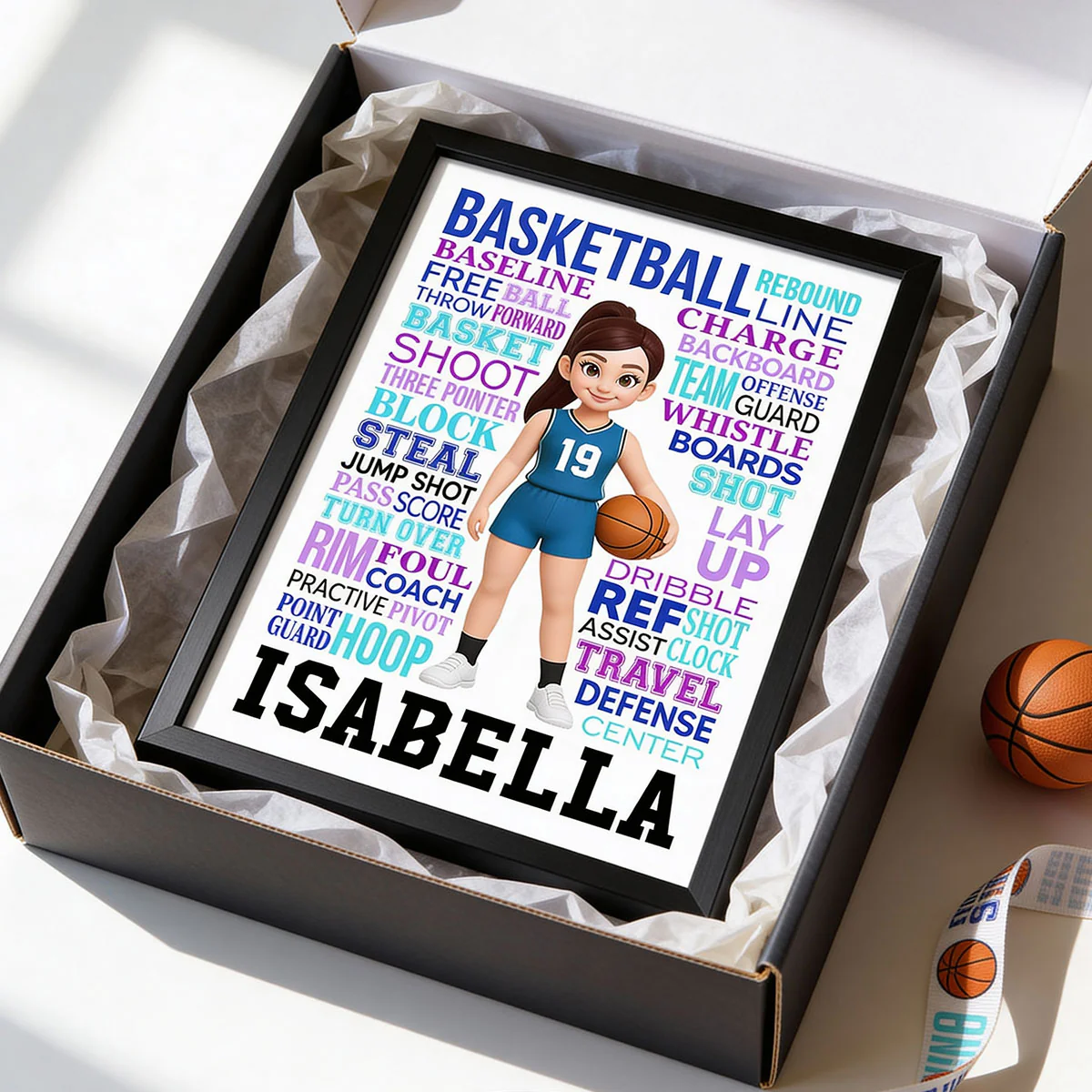 Typography Art Basketball Boy Girl - Personalized Poster - Gift For Basketball Lovers - Image 9