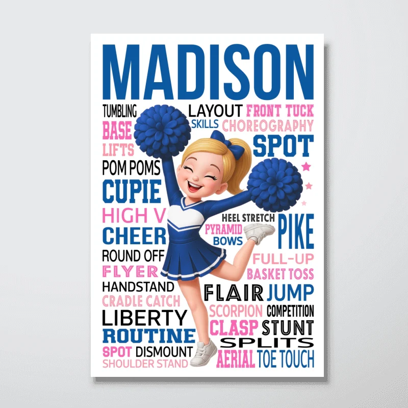 Typography Art Cheerleader Girl - Personalized Poster - Gift For Daughter, Granddaughter, Cheer Team Gift, Cheerleading Print - Image 10