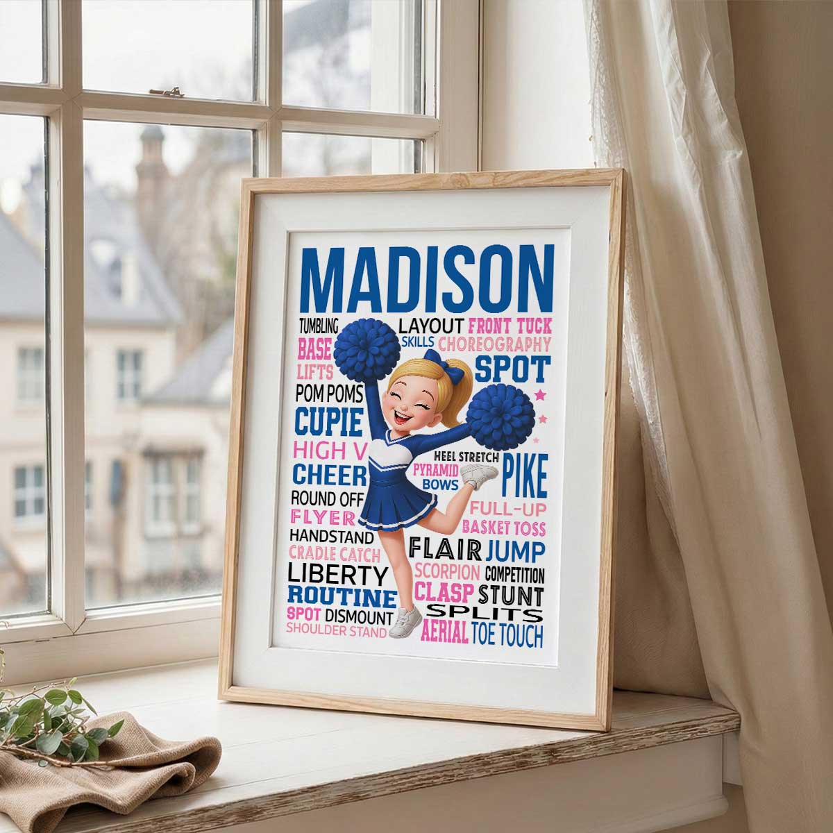 Typography Art Cheerleader Girl - Personalized Poster - Gift For Daughter, Granddaughter, Cheer Team Gift, Cheerleading Print - Image 4