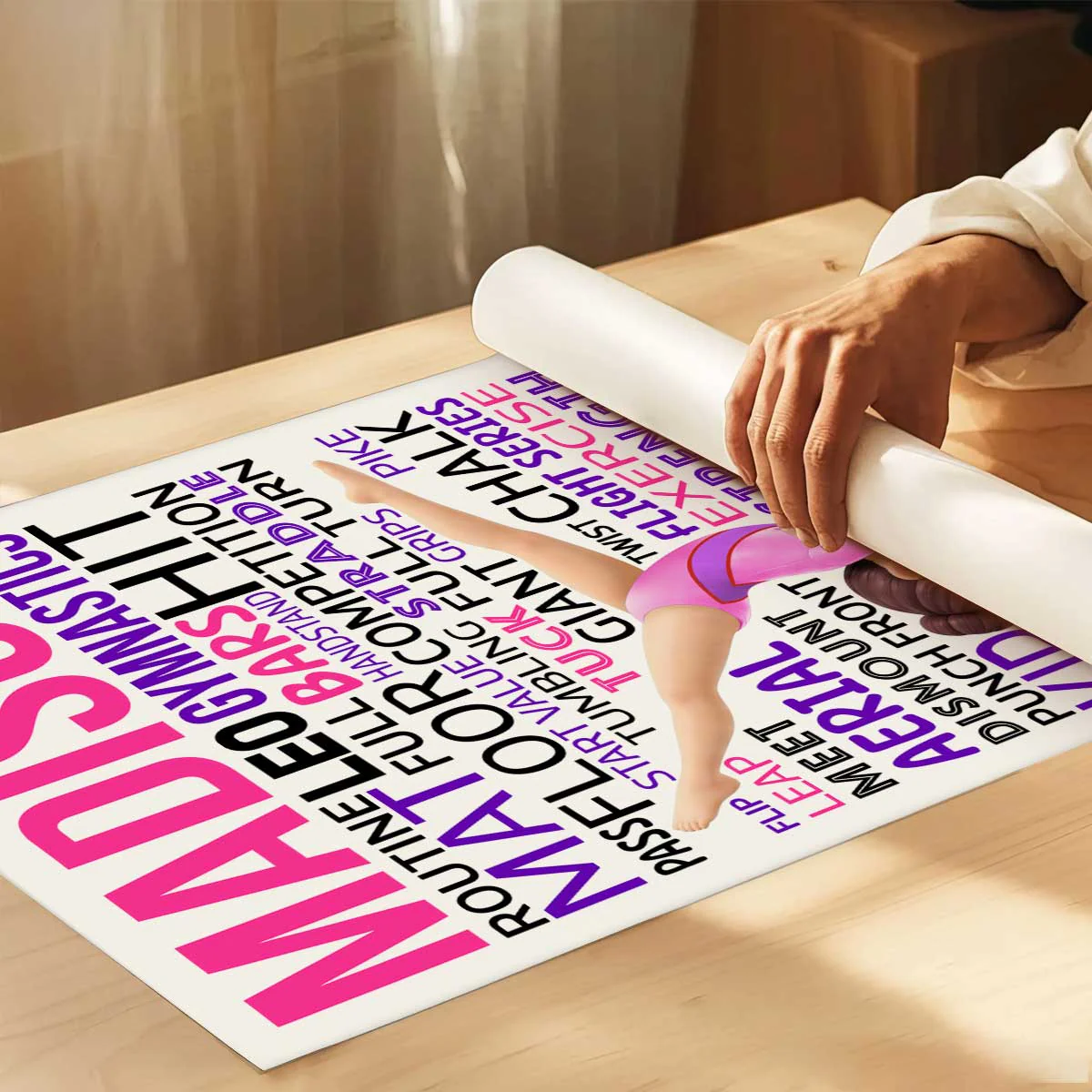 Typography Art Gymnastic Girl Cartwheel Pose - Personalized Poster - Gymnast Gift For Daughter, Granddaughter - Image 5
