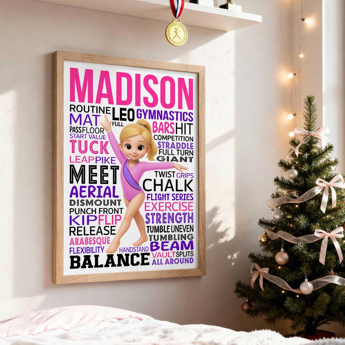 Typography Art Gymnastic Girl - Personalized Poster - Gymnast Gift For Daughter, Granddaughter - Image 6