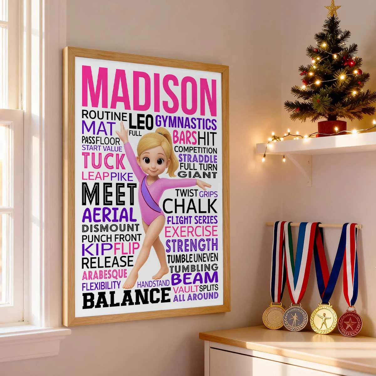 Typography Art Gymnastic Girl - Personalized Poster - Gymnast Gift For Daughter, Granddaughter - Image 7