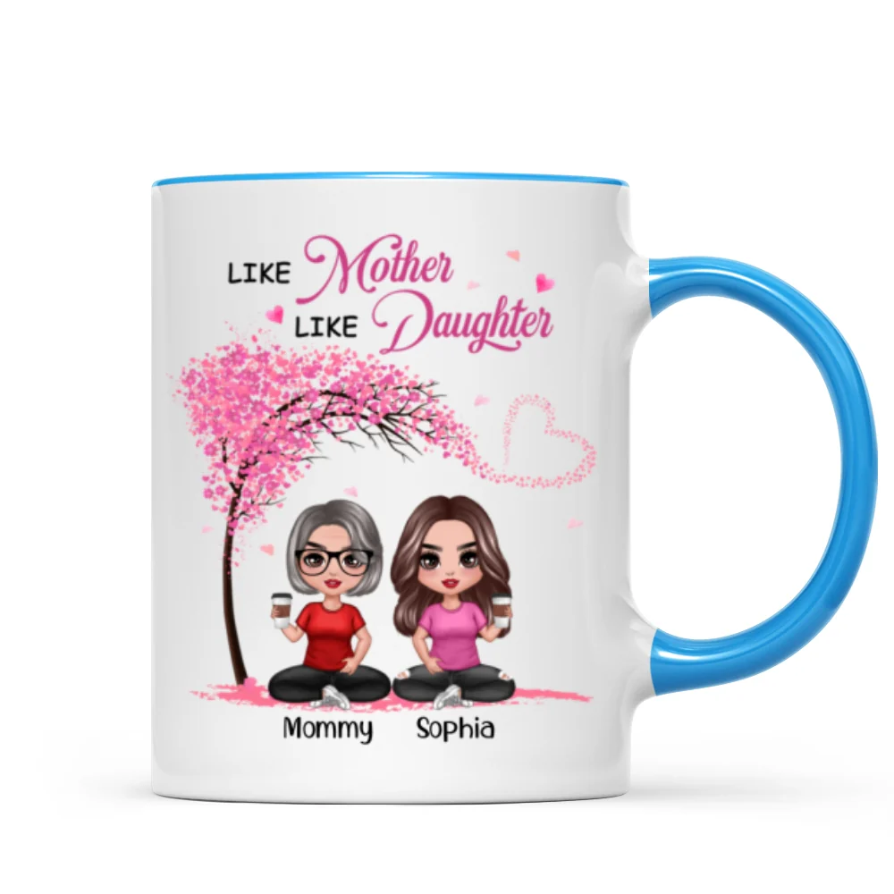Under Pink Tree Doll Women Sitting Like Mother And Daughters Personalized Mug - Image 8
