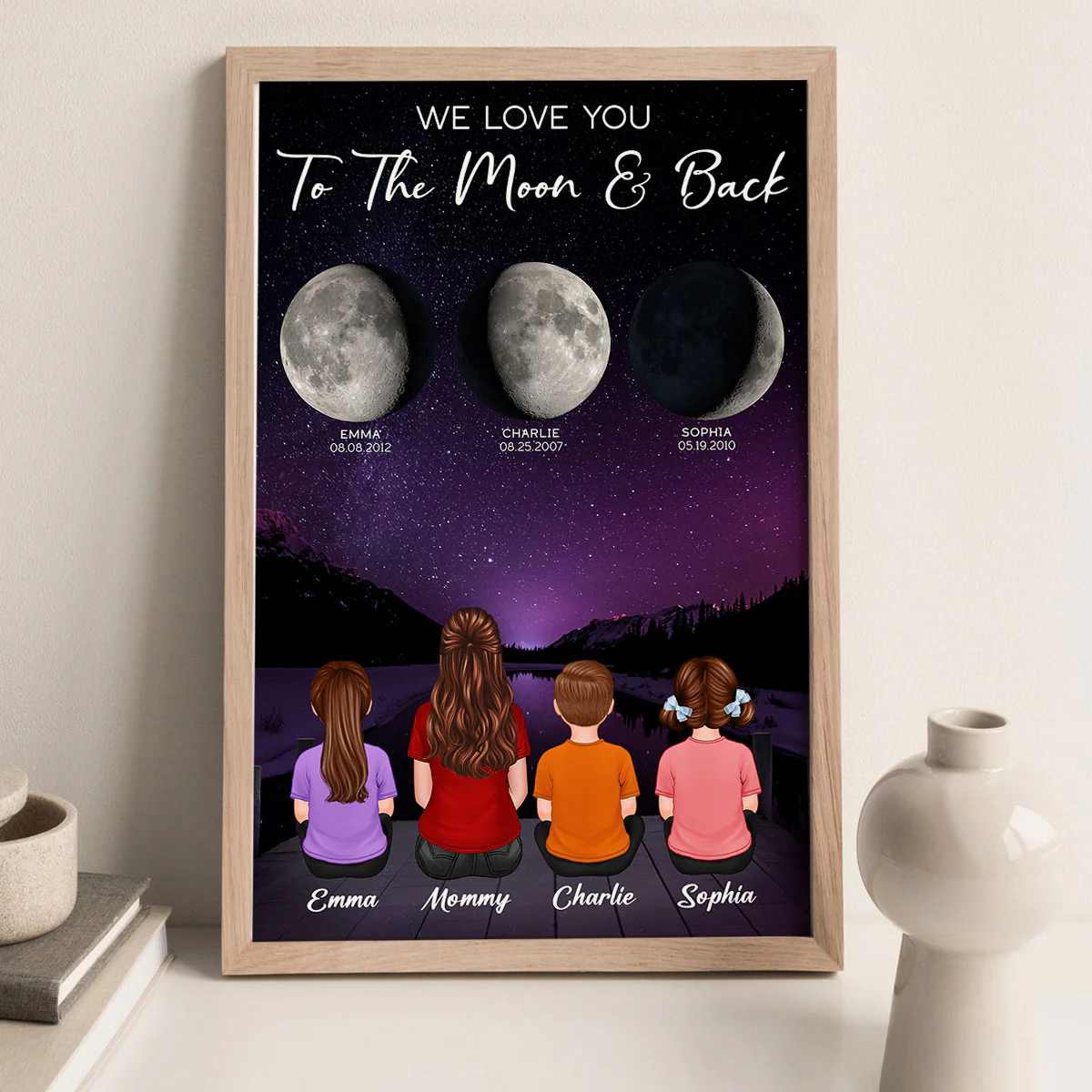 Under These Moons You Became Our Mom Grandma Birth Moon Phase Art Personalized Poster - Image 6