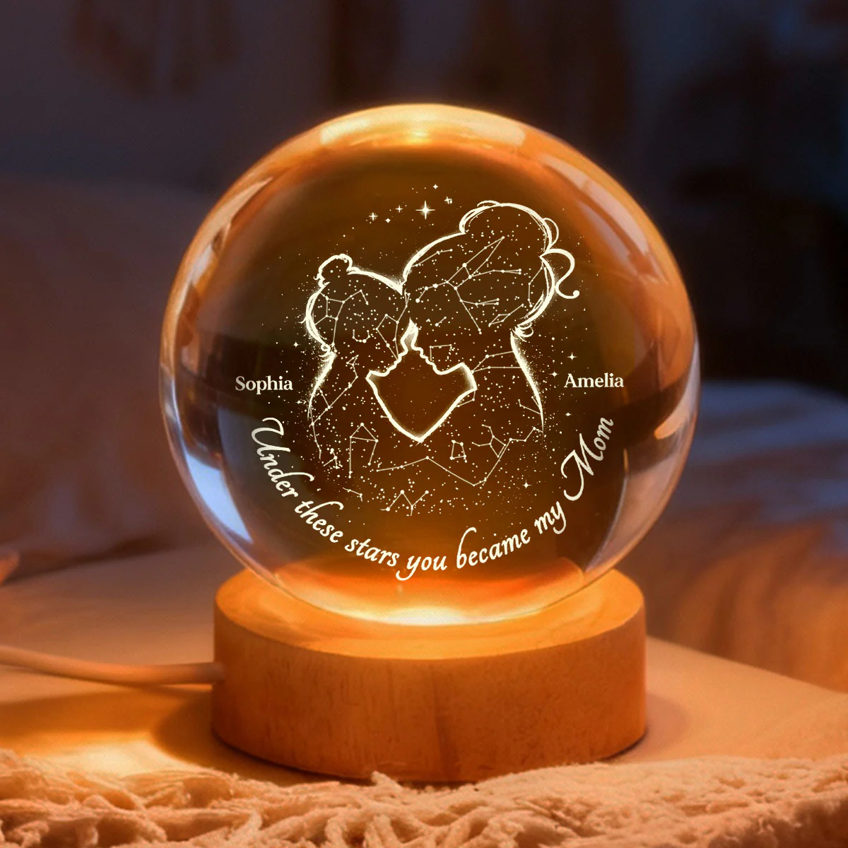 Under These Stars You Became My Mom - Personalized Crystal Ball - Heartfelt Gift For Mom, Grandma