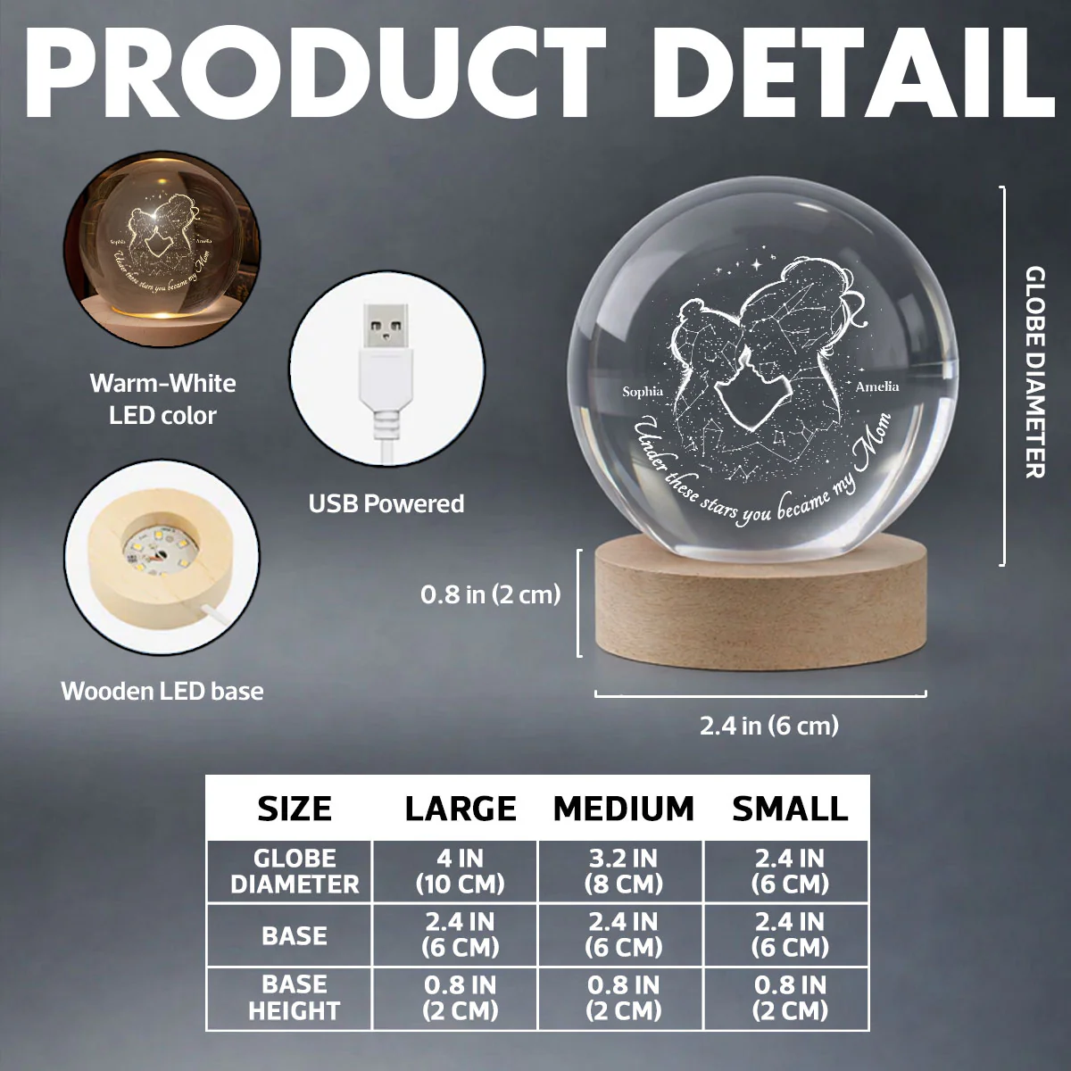 Under These Stars You Became My Mom - Personalized Crystal Ball - Heartfelt Gift For Mom, Grandma - Image 10