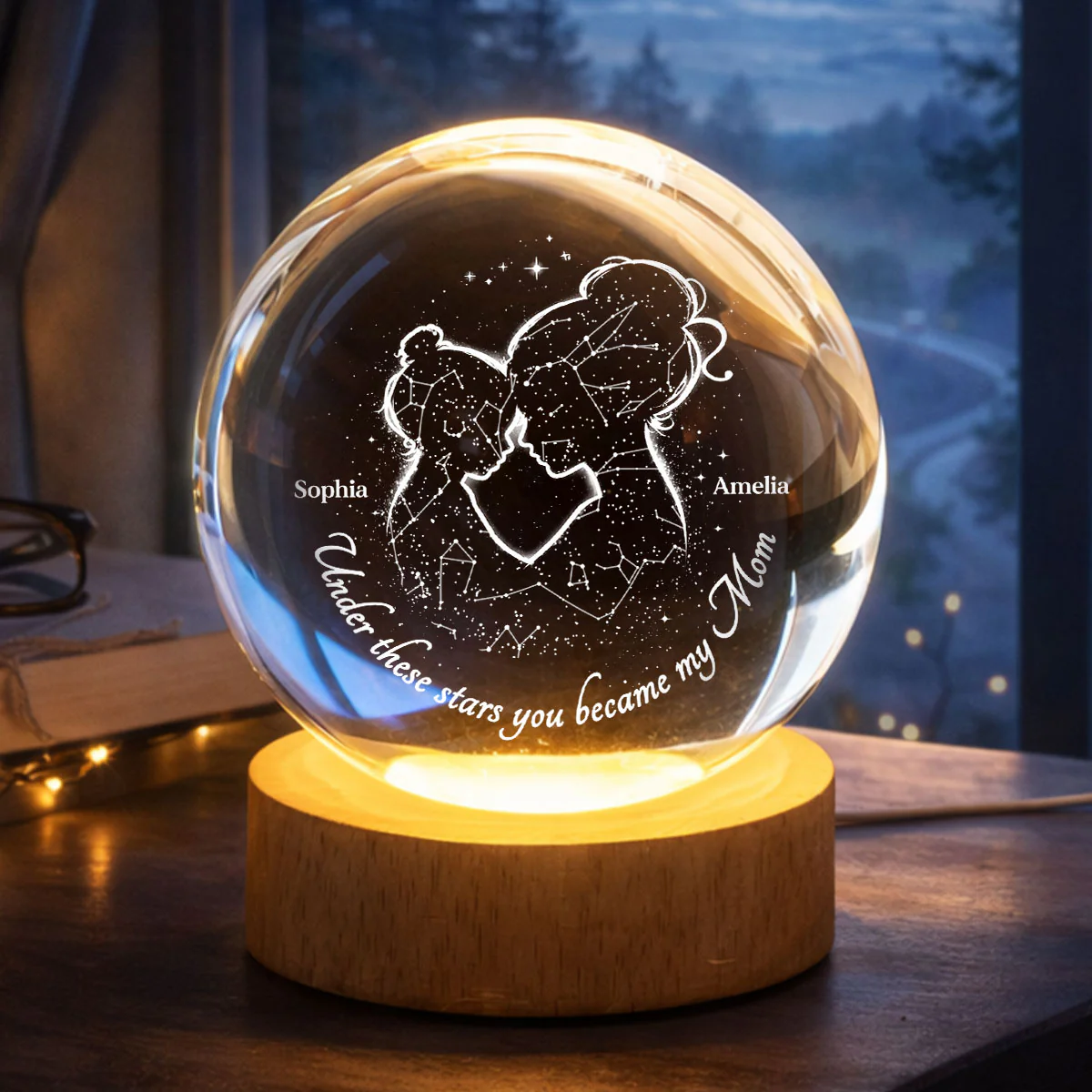 Under These Stars You Became My Mom - Personalized Crystal Ball - Heartfelt Gift For Mom, Grandma - Image 4