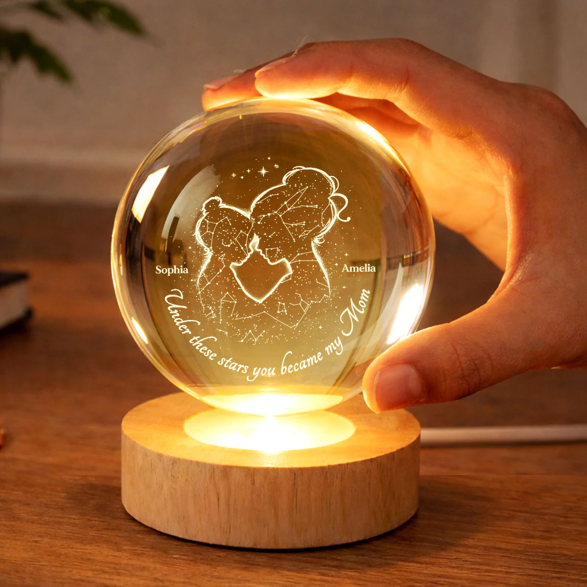 Under These Stars You Became My Mom - Personalized Crystal Ball - Heartfelt Gift For Mom, Grandma - Image 5