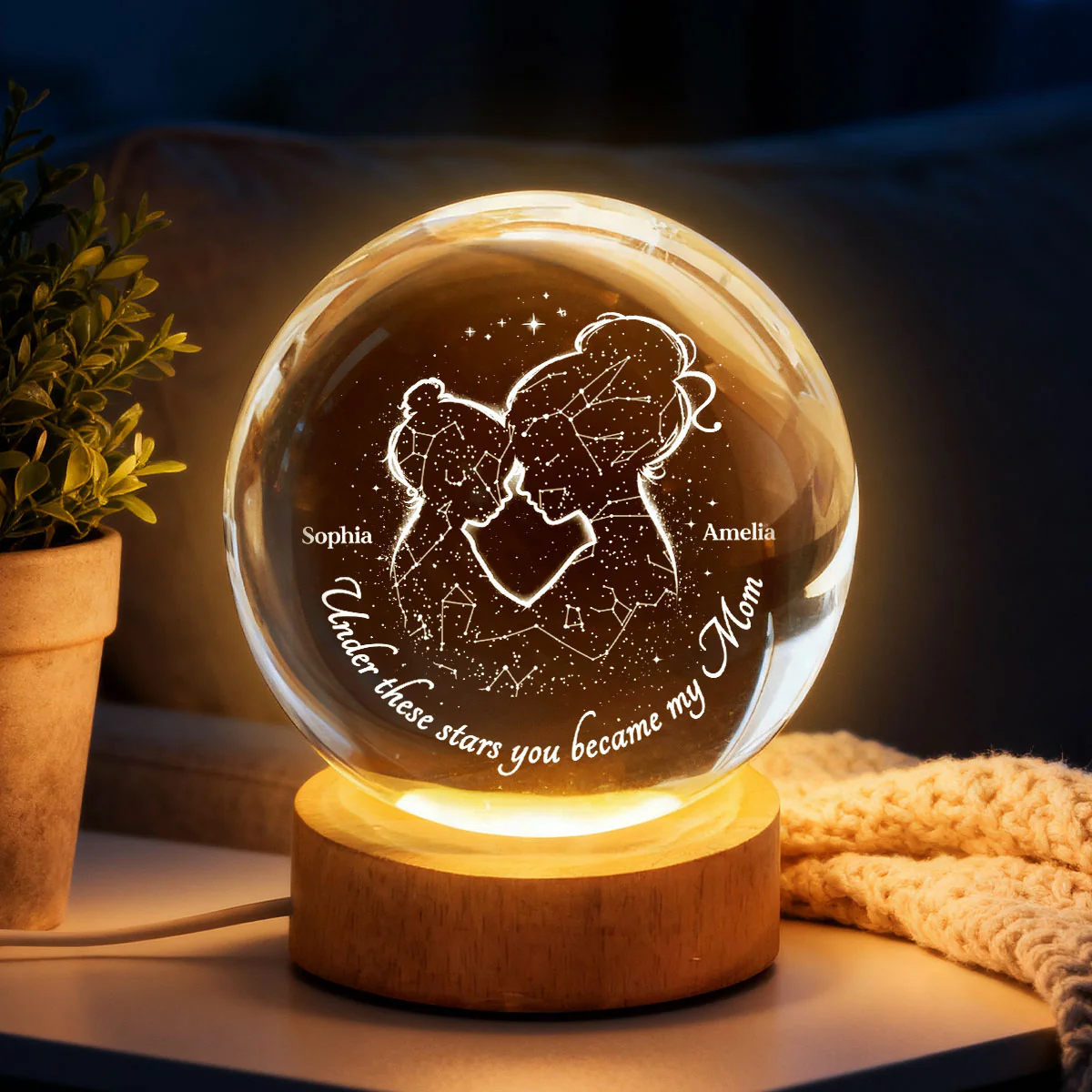 Under These Stars You Became My Mom - Personalized Crystal Ball - Heartfelt Gift For Mom, Grandma - Image 6