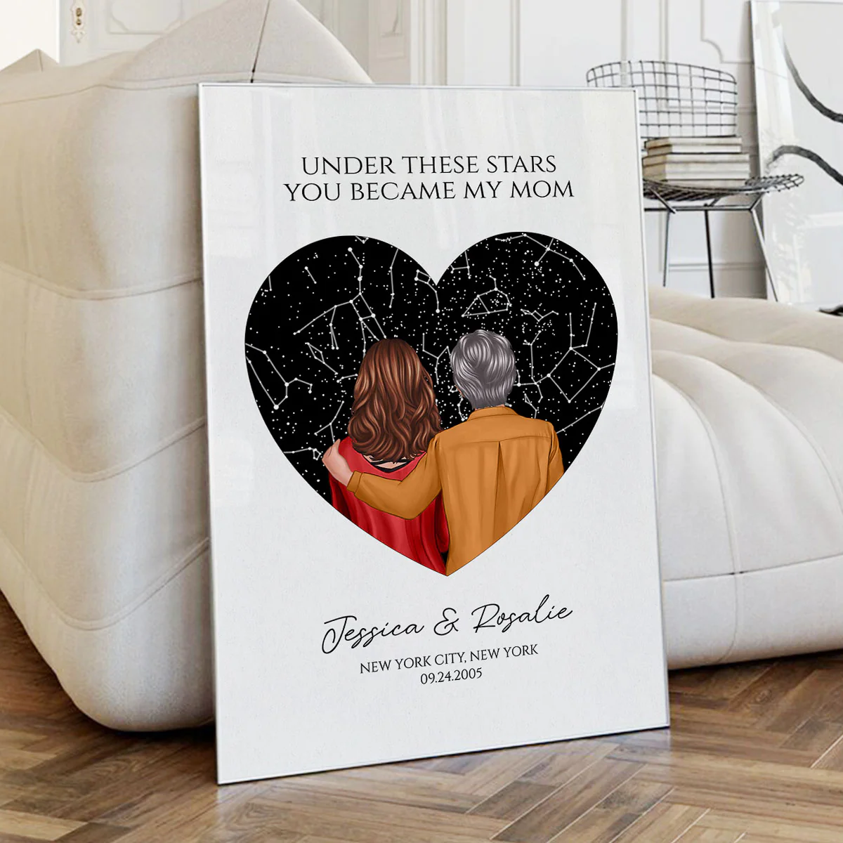 Under These Stars You Became My Mom Personalized Poster, Custom Star Map By Date & Location, Constellation Map, Birthdays, Gift for Mom - Image 5