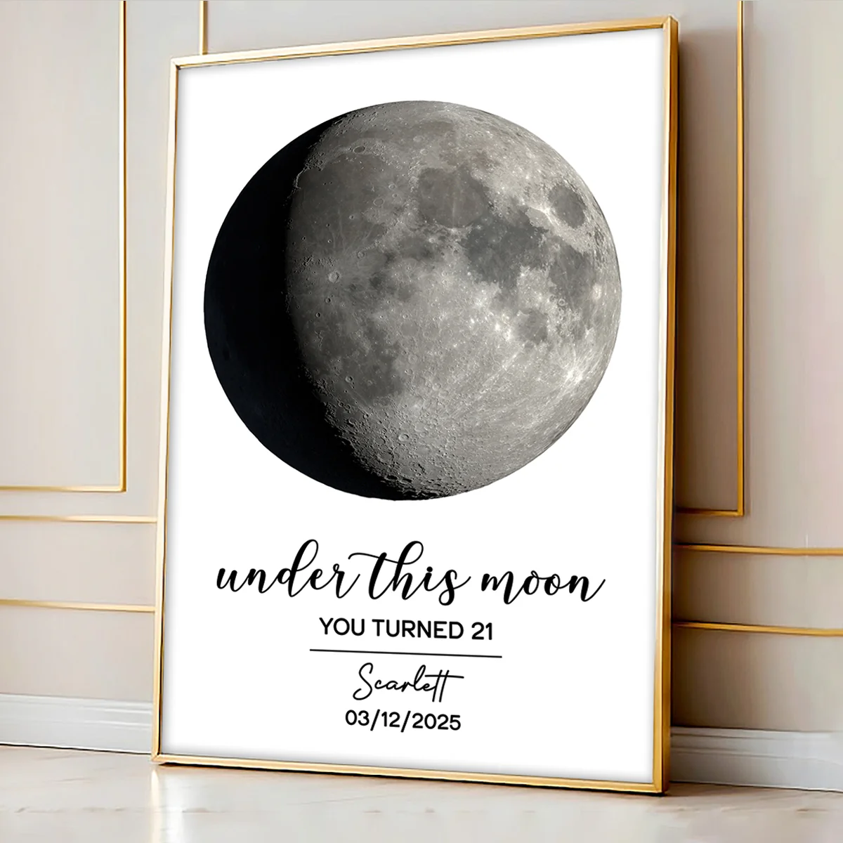 Under This Moon Custom Moon Phase And Message Personalized Poster, Birthday Gift, Anniversary Gift, Wedding Gift - Image 4