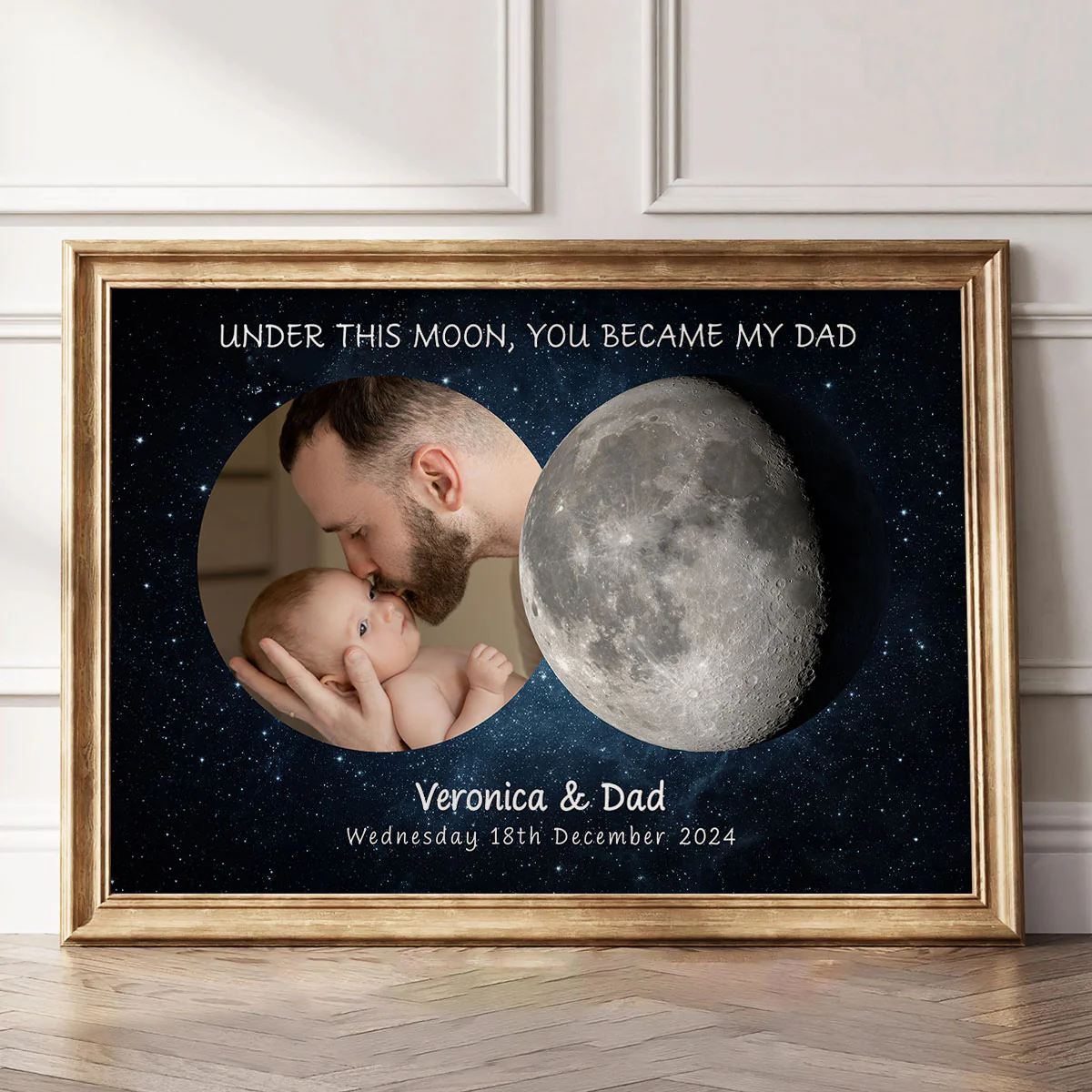 Under This Moon You Became My Mom Dad Moon Phase Art Gift For New Parents Personalized Poster - Image 2
