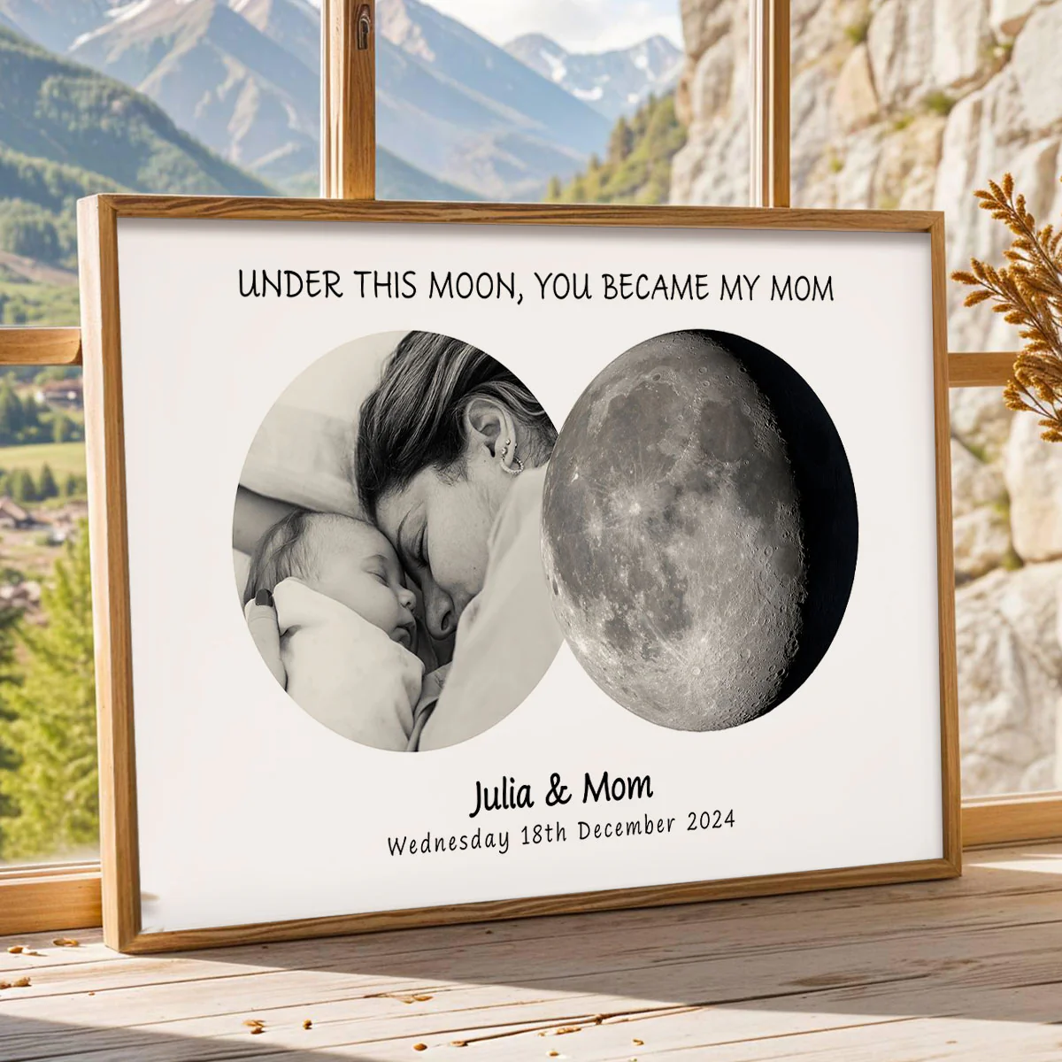 Under This Moon You Became My Mom Dad Moon Phase Art Gift For New Parents Personalized Poster - Image 3