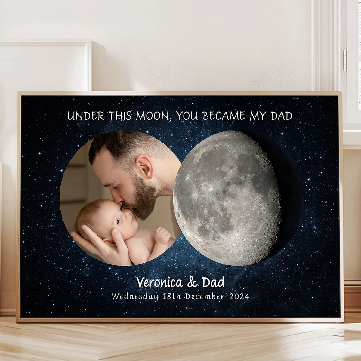 Under This Moon You Became My Mom Dad Moon Phase Art Gift For New Parents Personalized Poster - Image 4