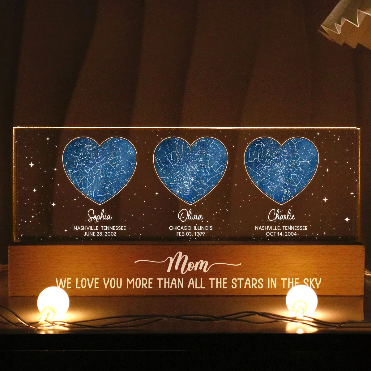 Under This Sky You Became Our Mom Custom Star Map Personalized Acrylic LED Night Light, Heartfelt Gift Birthday Gift Just Because Gift For Mom