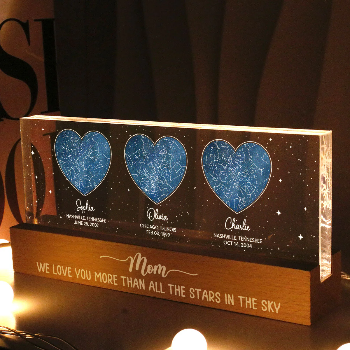 Under This Sky You Became Our Mom Custom Star Map Personalized Acrylic LED Night Light, Heartfelt Gift Birthday Gift Just Because Gift For Mom - Image 2