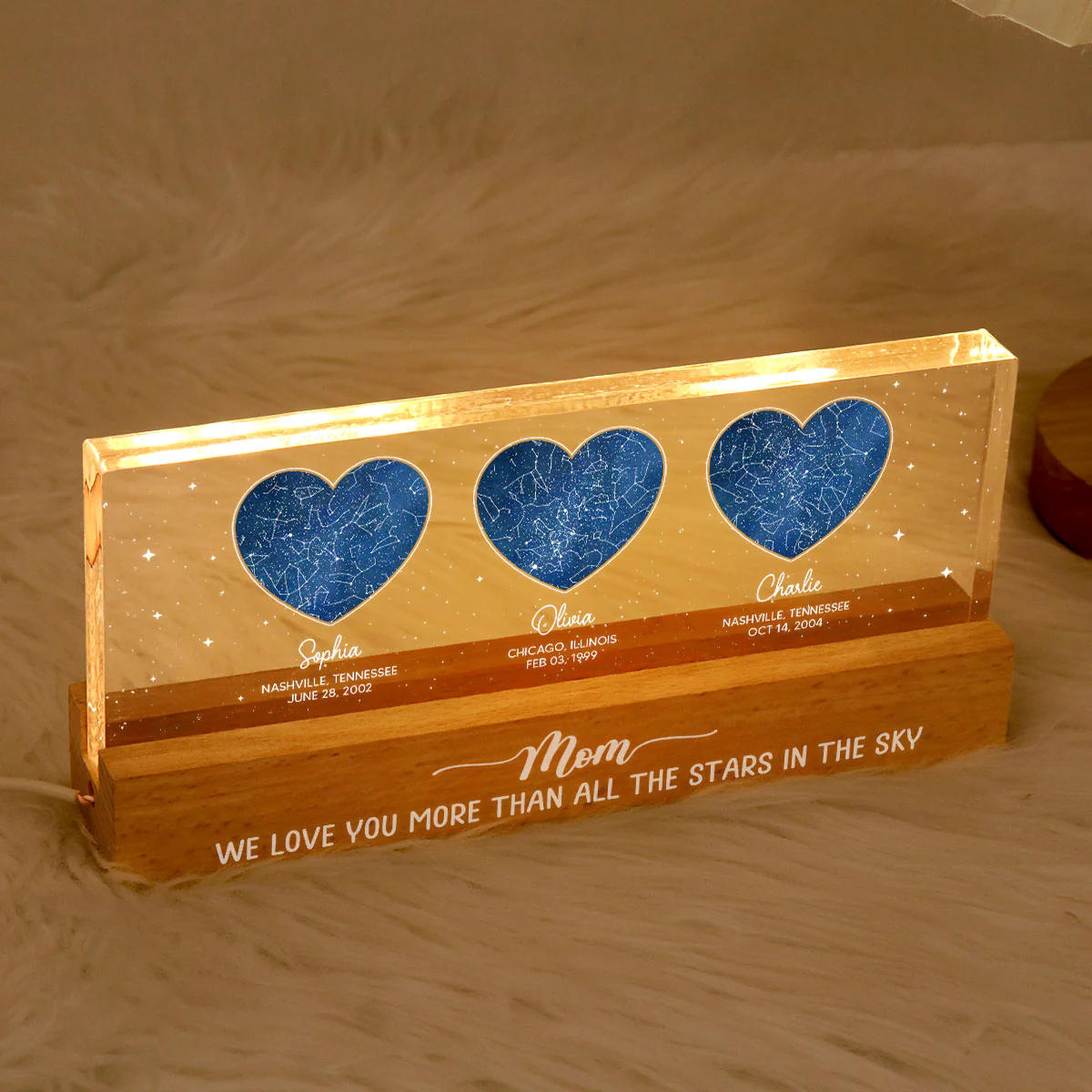 Under This Sky You Became Our Mom Custom Star Map Personalized Acrylic LED Night Light, Heartfelt Gift Birthday Gift Just Because Gift For Mom - Image 4