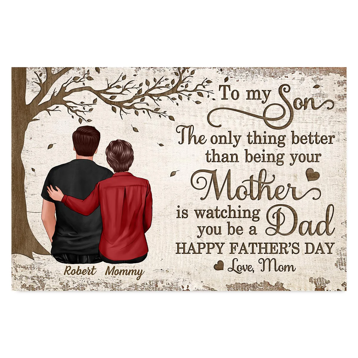 Under Tree To My Son From Mom Happy Father‘s Day Personalized Horizontal Poster