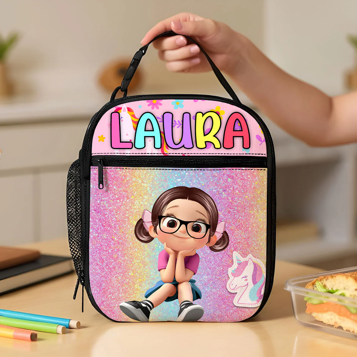 Unicorn Mermaid Theme Personalized Insulated Lunch Box for Girl Toddler, Keep Your Child’s Meals Fresh & Safe All Day - Image 3