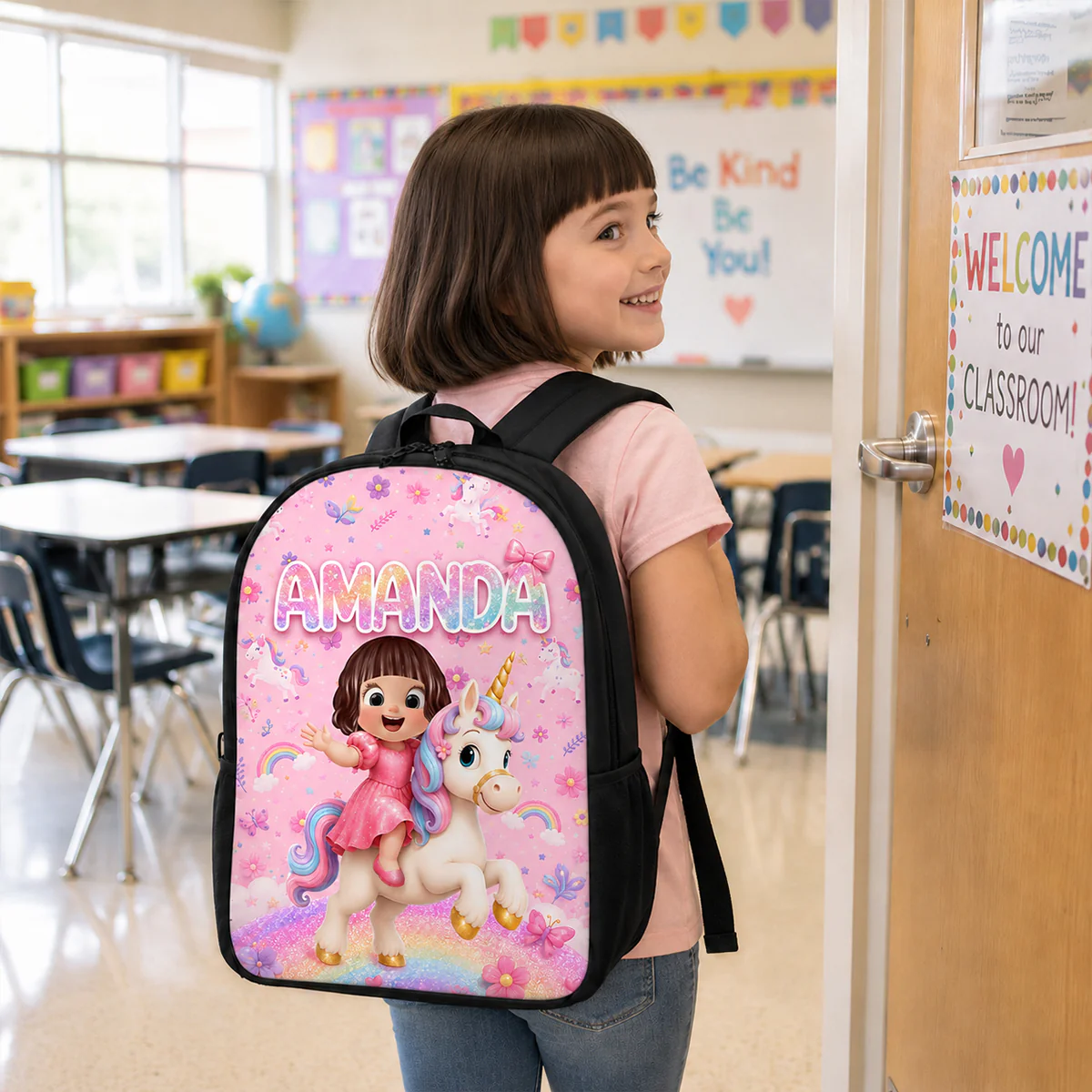 Unicorn Theme Design for Girls - Personalized Backpack - Back to School Gift for Daughters, Granddaughters - Image 5