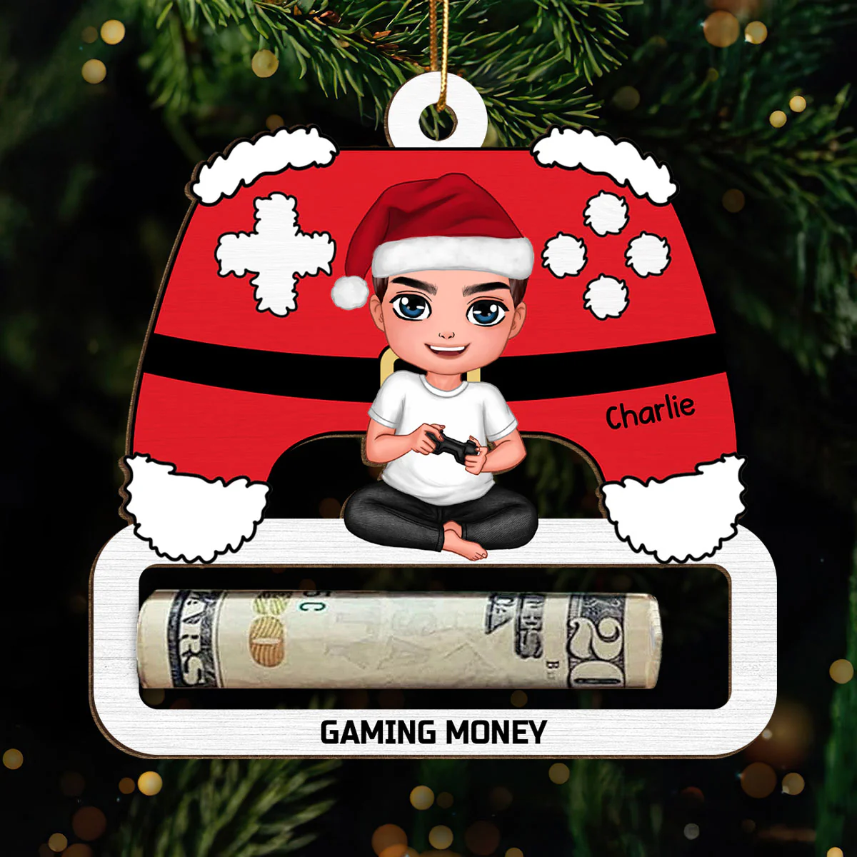 Unique Christmas Gift For Gamer Personalized Wooden Money Holder Ornament
