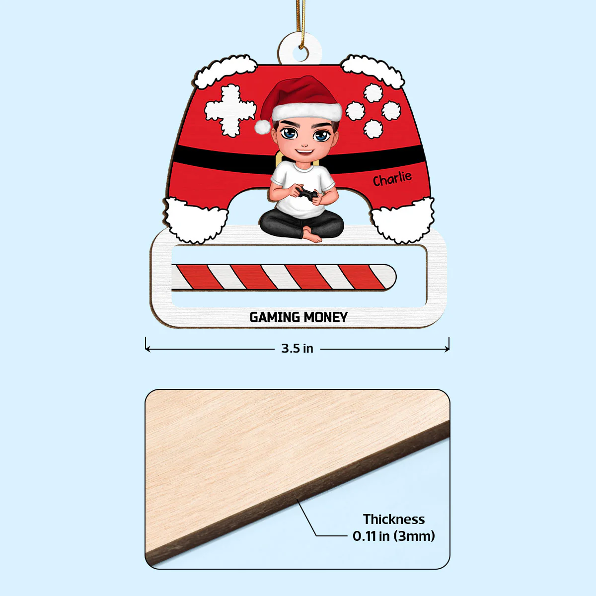 Unique Christmas Gift For Gamer Personalized Wooden Money Holder Ornament - Image 4