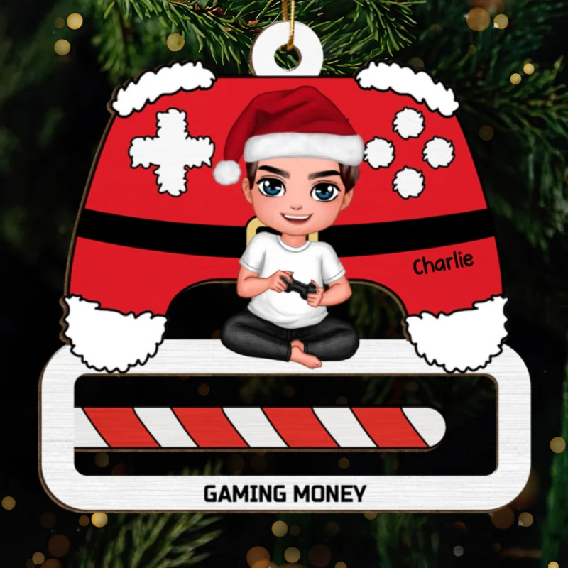 Unique Christmas Gift For Gamer Personalized Wooden Money Holder Ornament - Image 5