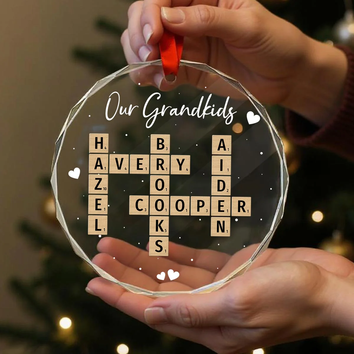 Unique Decor Crossword Puzzle Art - Personalized Glass Ornament - Image 10