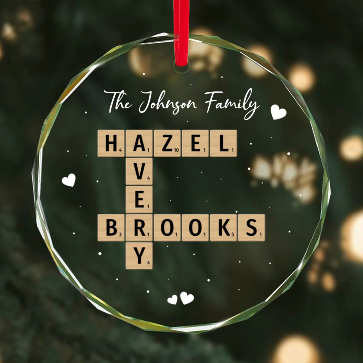 Unique Decor Crossword Puzzle Art - Personalized Glass Ornament - Image 11