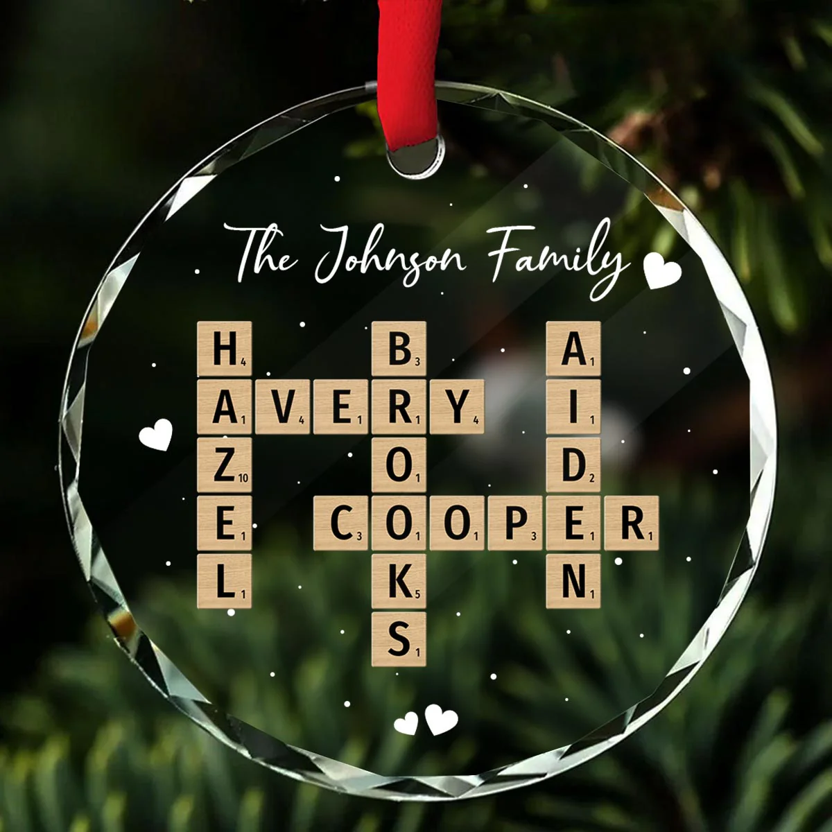 Unique Decor Crossword Puzzle Art - Personalized Glass Ornament - Image 3