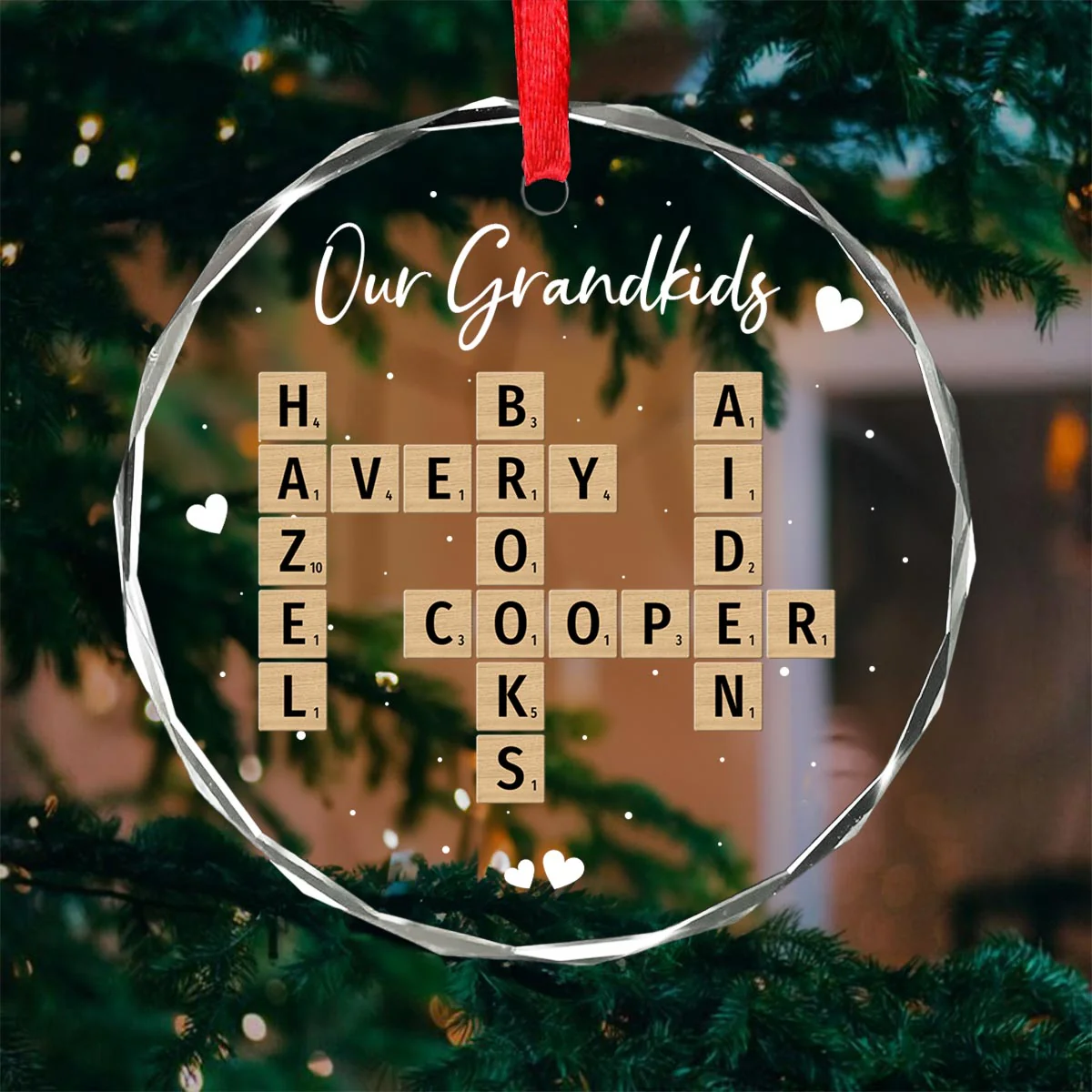 Unique Decor Crossword Puzzle Art - Personalized Glass Ornament - Image 4