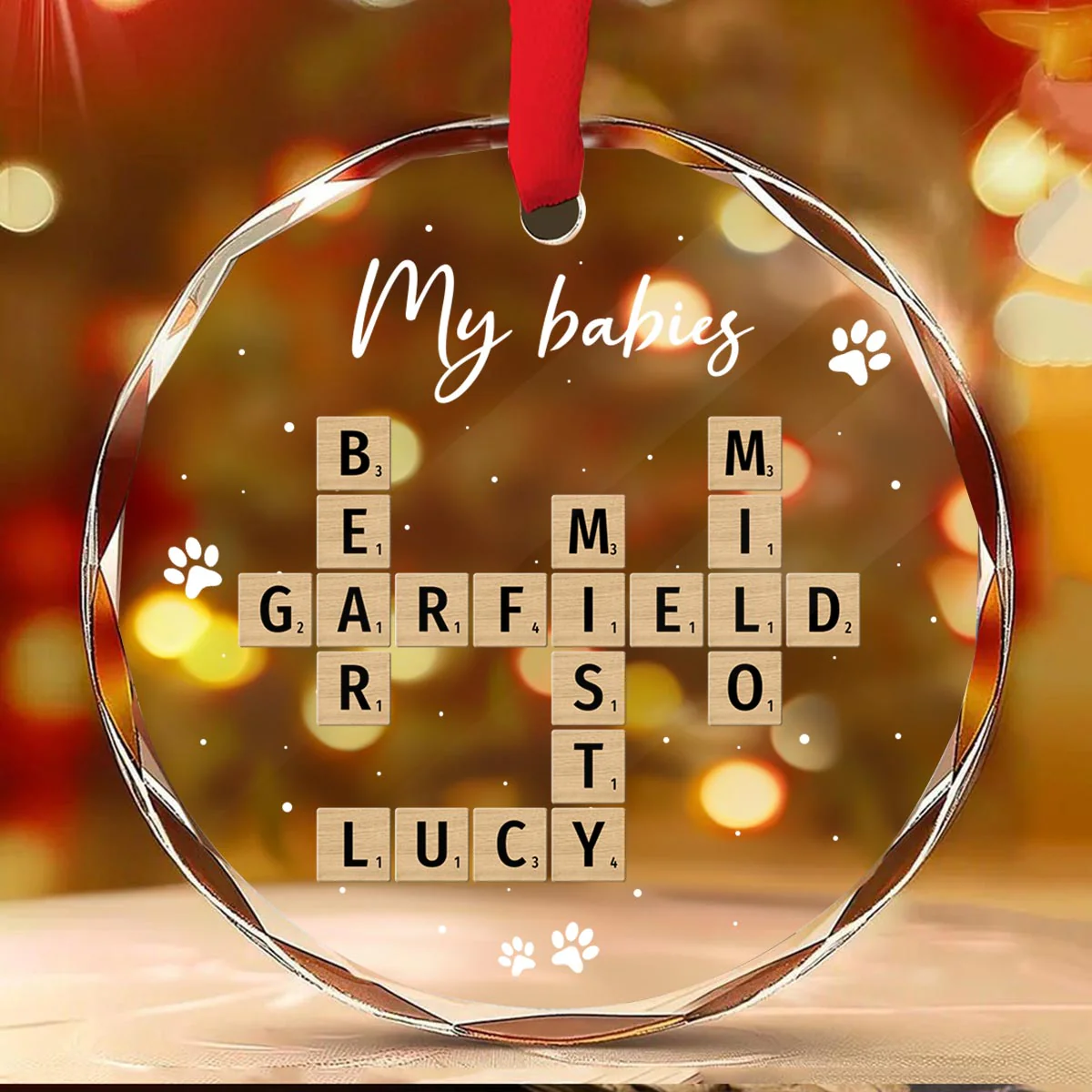 Unique Decor Crossword Puzzle Art - Personalized Glass Ornament - Image 5