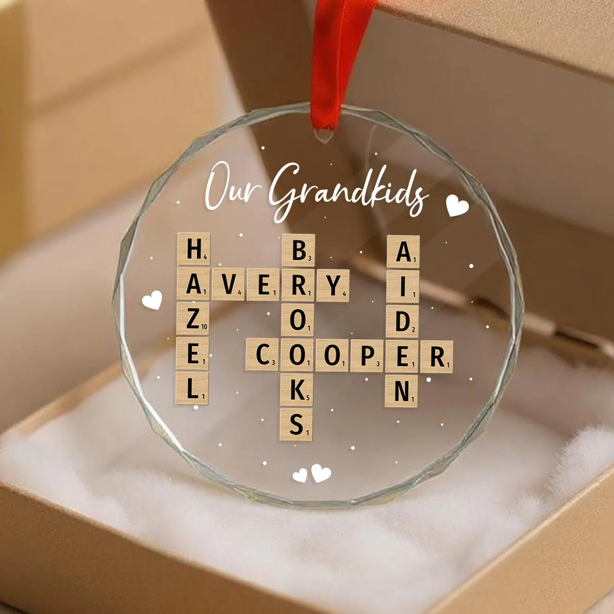 Unique Decor Crossword Puzzle Art - Personalized Glass Ornament - Image 8