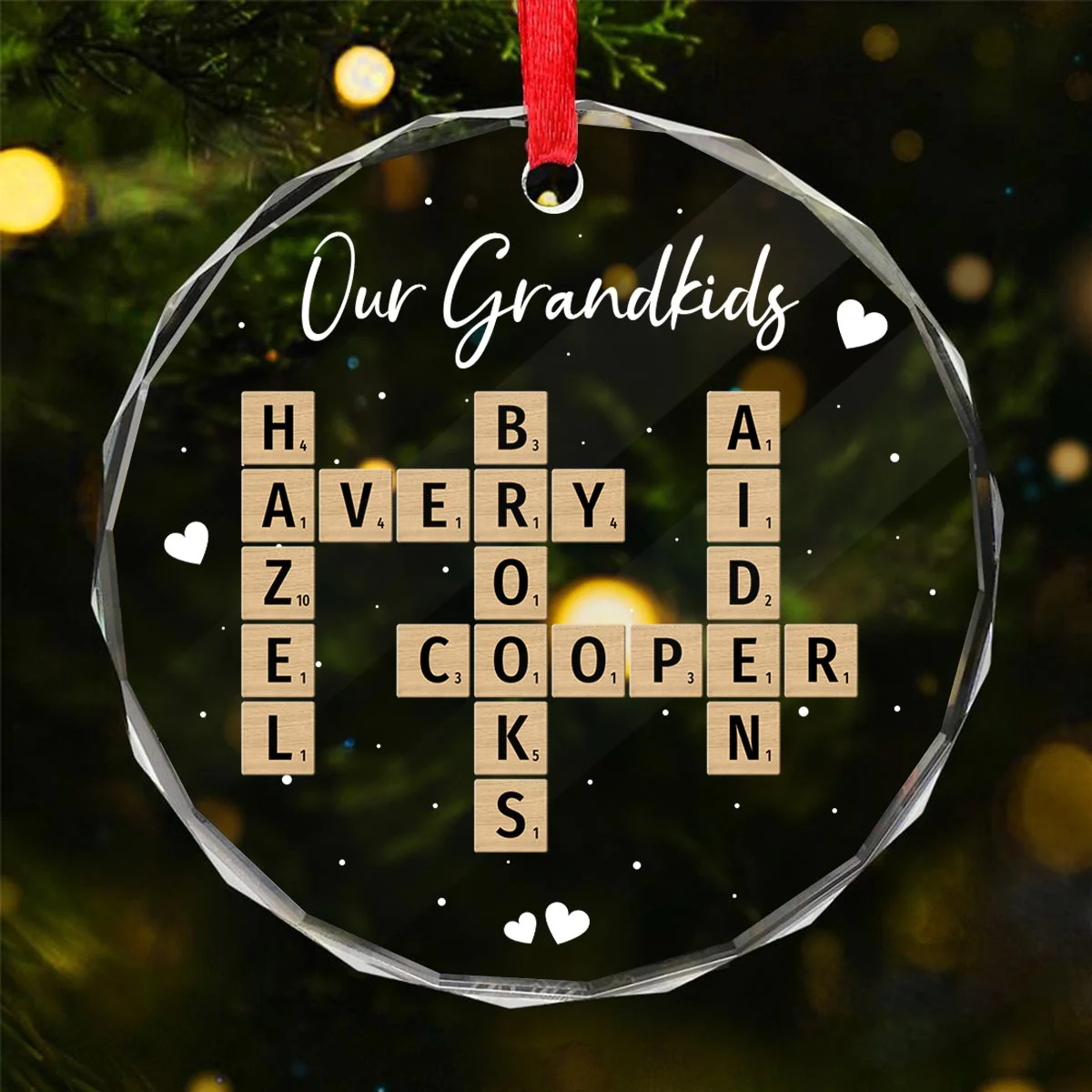 Unique Decor Crossword Puzzle Art - Personalized Glass Ornament - Image 9