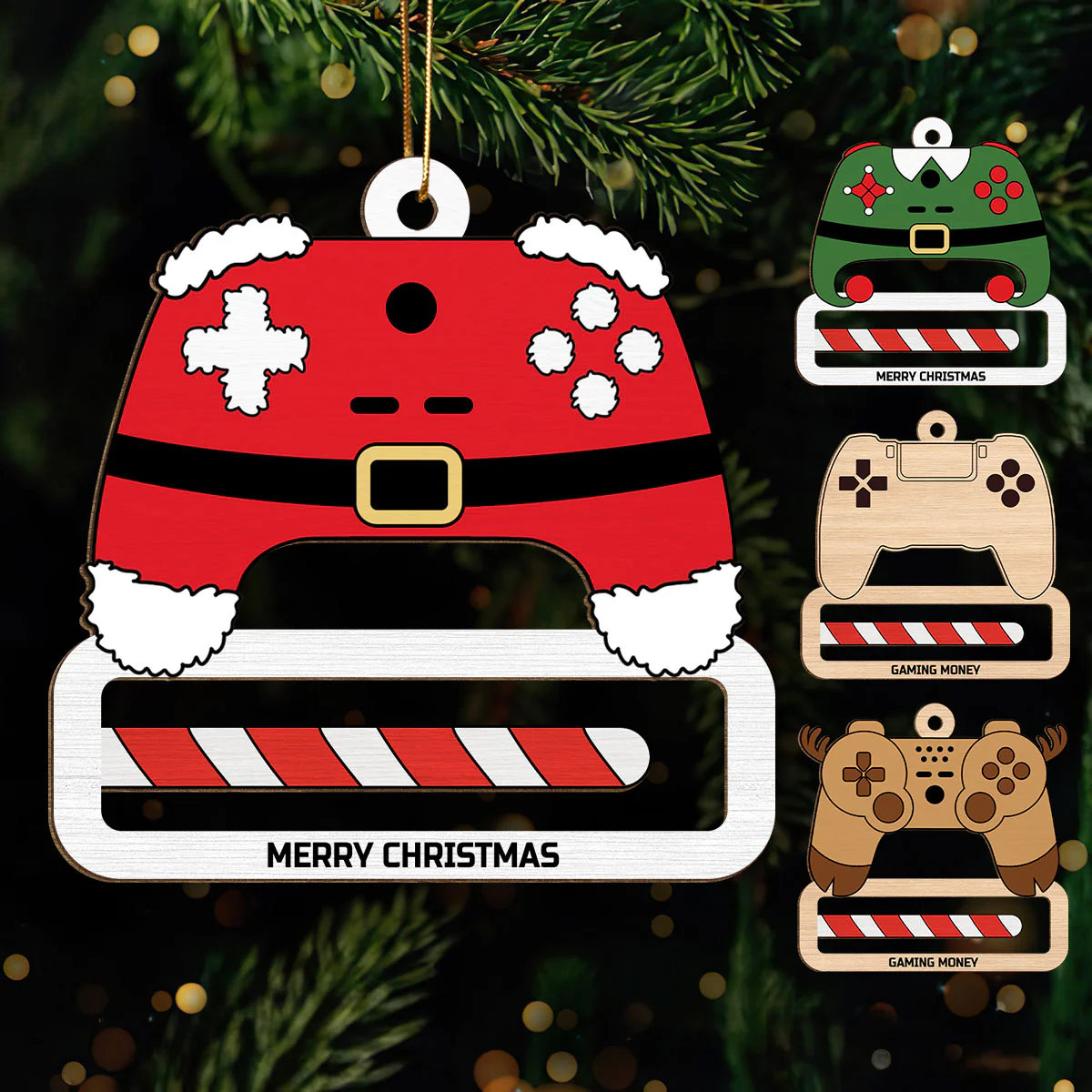Unique Gift For Gamer Christmas Personalized Wooden Money Holder Ornament