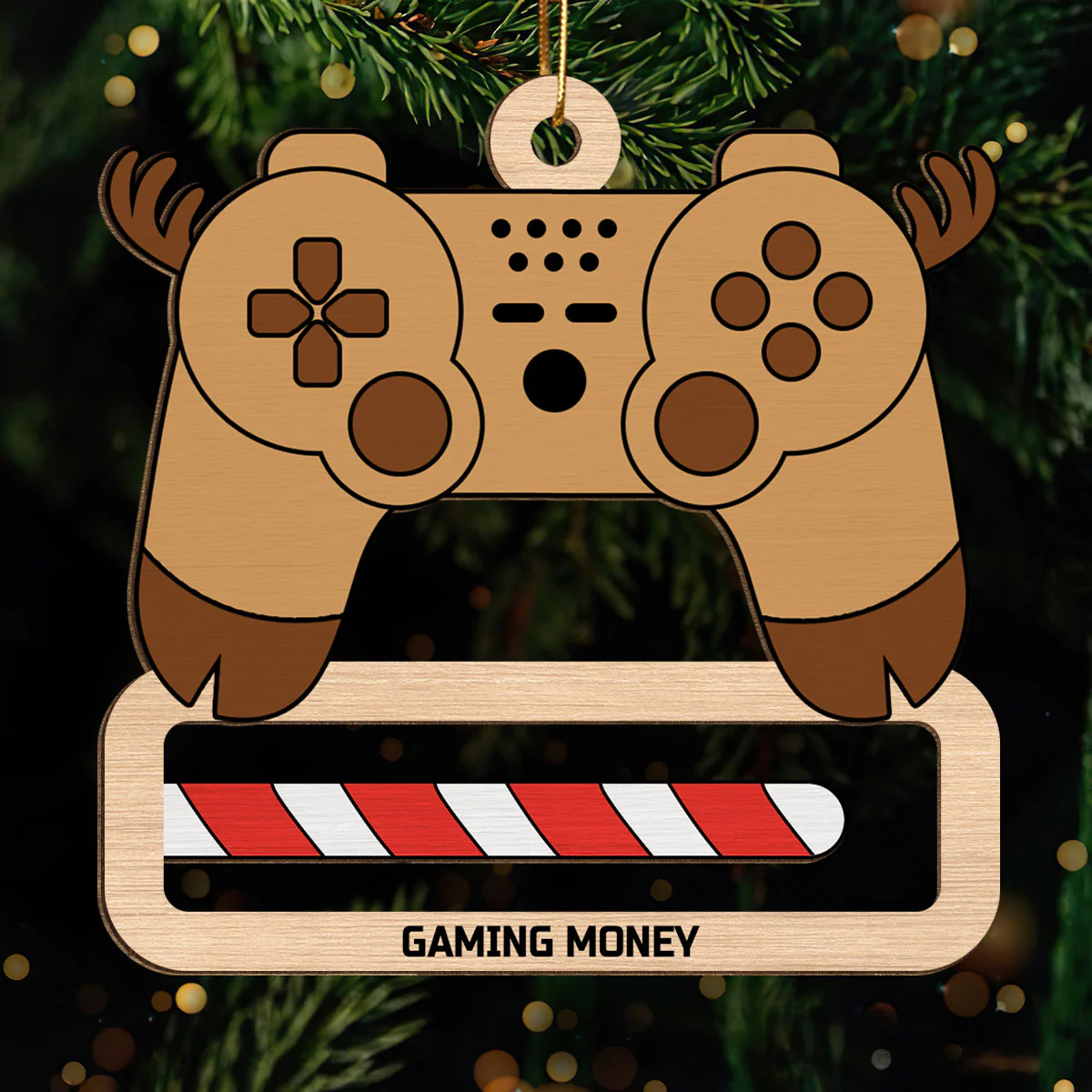 Unique Gift For Gamer Christmas Personalized Wooden Money Holder Ornament - Image 3