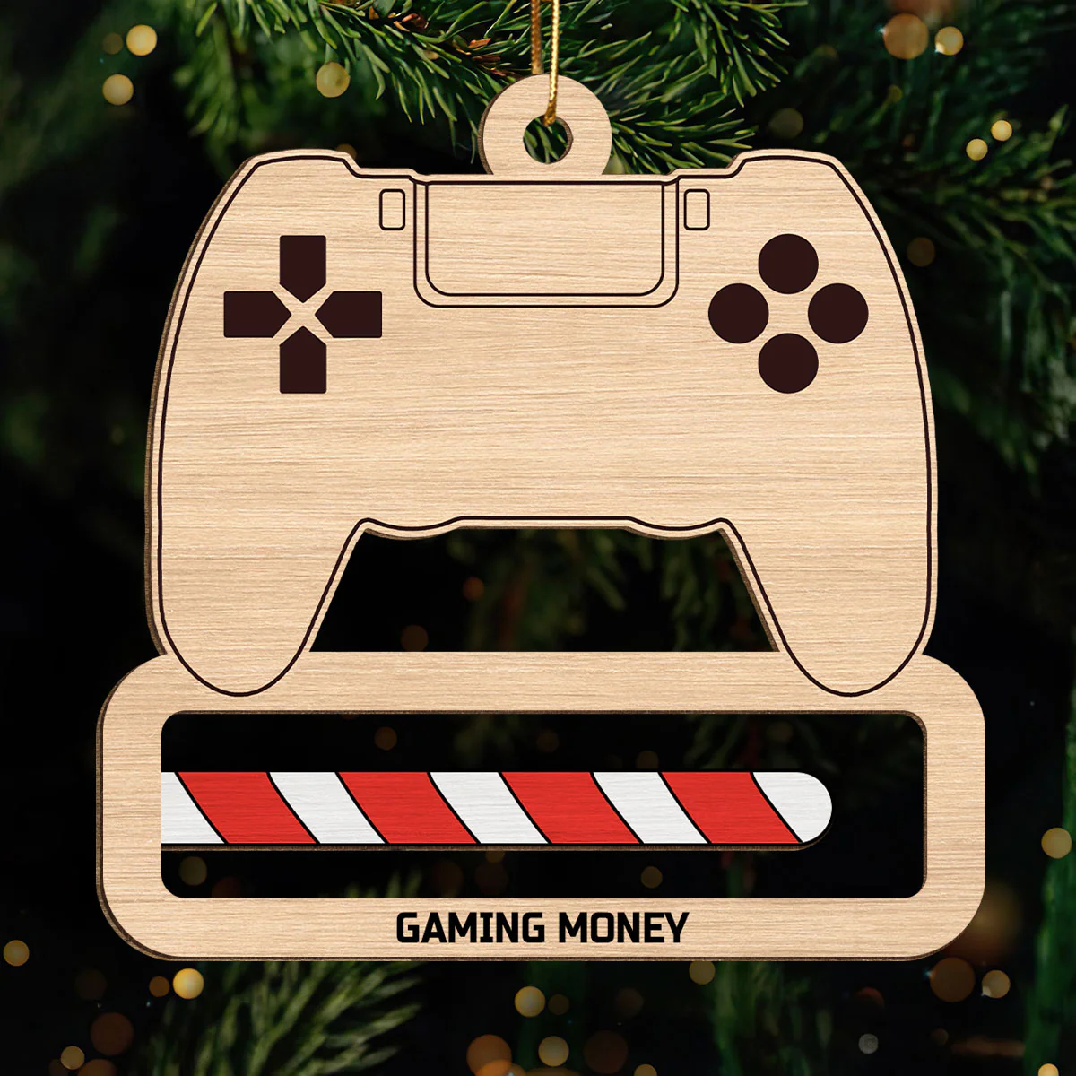 Unique Gift For Gamer Christmas Personalized Wooden Money Holder Ornament - Image 5